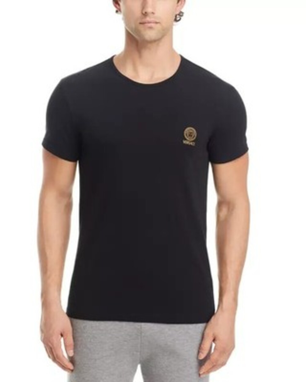Versace Medusa Jersey T-Shirt Men's 4 Black Crew Neck Short Sleeve Pullover